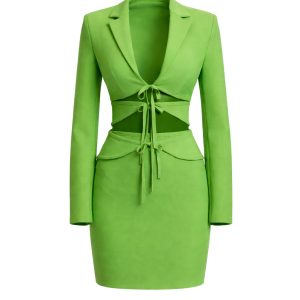 Bandage Cut Out Tie Top and Skirt Set