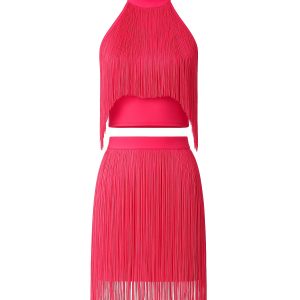 Dalia Bandage Fringe Halter Top & Mini Skirt Set