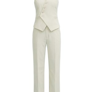 Subtle Elegance Asymmetrical Vest With Pants Set