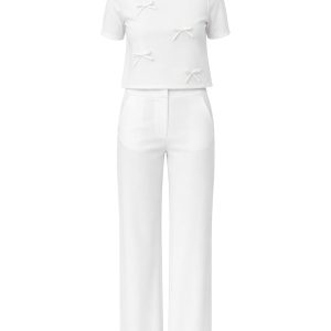 Charming Bows Short Sleeve Top & Pants Set