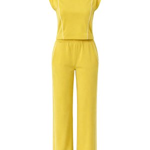 Jovie Piping Detail Top and Pants Sets