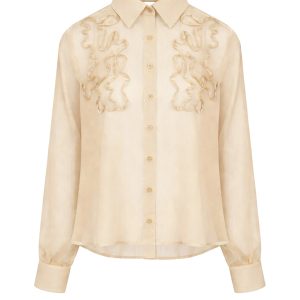 Yoryu Chiffon Shirt With Wave Texture Applique