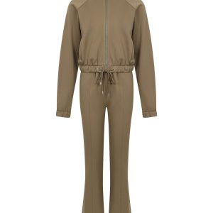 Simple Day Knit Track Jacket and Flare Pants Set