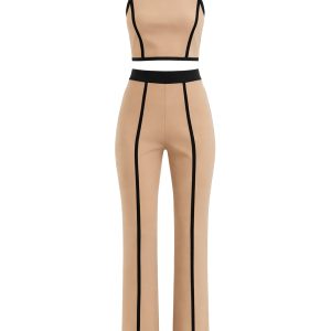 Ready to Go Knit Rosette Crop Halter Top and Pants Set