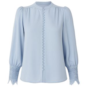 Perfect Vibes Button Down Blouse with Lace Cuffs