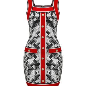 Cassia Bandage Print Sleeveless Mini Dress
