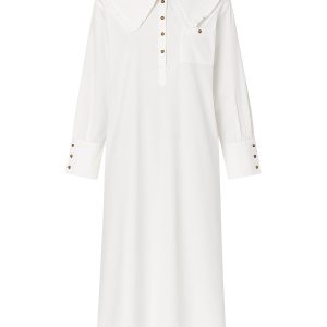 Oversized Bib Collar Midi Shirt Dress