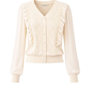 Aria Knit Cardigan With Chiffon Sleeves