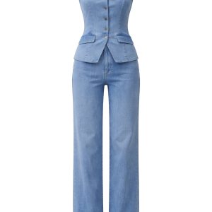 Lunelle Woven Tube Blazer Vest And Pants Set