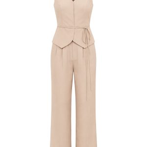 Zephyra Woven Vest With Waist Tie & Pants Set