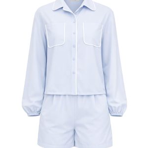Contrast Harmony Woven Shirt & Shorts Set