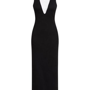 Peek-a-chic Knit Sleeveless Maxi Dress