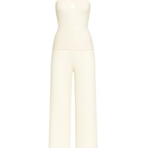 Twist Elegance Rib Knit Top & Pants Set