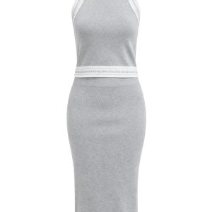 Scallop & Contrast Sleeveless Top And Midi Skirt