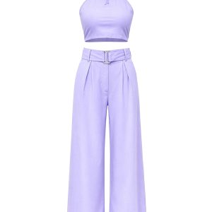 Cropped Halter Top and Pants Set