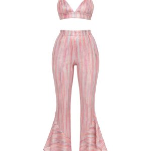 Sequin Bra Top & Flared Pants
