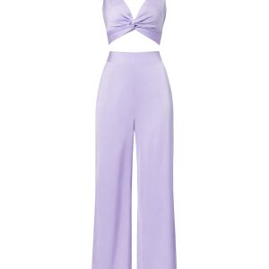 Twisted Front Crop Top & Wide Leg Pants