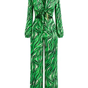 Printed Tie Front Top & Pants Set