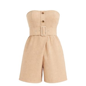 Tube Bottoms Romper With Belt