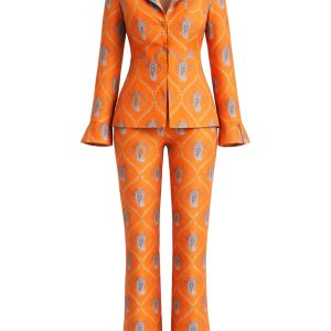 Peplum Blazer and Flare Pants Set