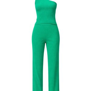 Rib Knit One Shoulder Top and Pants Set