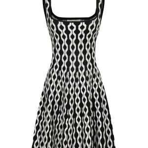Peyton Knit Square-Neck Geometric Pattern Mini Dress
