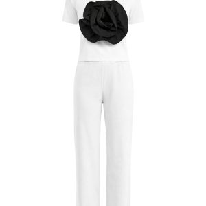 Rosette Dream Short Sleeve Top & Pants Set Duo