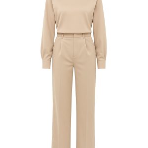 Formal Things Woven Mock Neck Long Sleeve Top and Pants Set