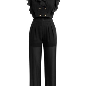 Ruffled Radiance Woven Crop Top and Pants Set