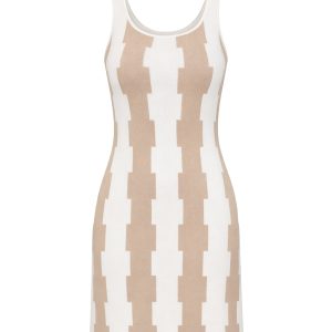 Contrast Loom Knit Sleeveless Dress