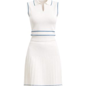 Stripe & Pleat Elegance Top And Mini Skirt Set