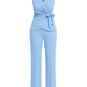 Bow Elegance Woven Vest & Pants Set