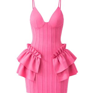 Bandage Mini Dress With Ruffle Detail