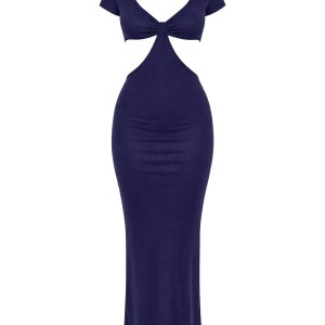 Solid Maxi Dress With Front Twist