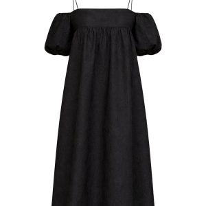 Off Shoulder Solid Midi Dress
