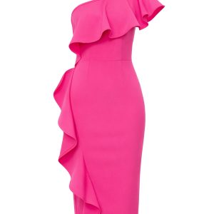 One Shoulder Ruffle Bandage Dress