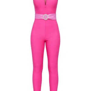 Bandage Accent Belt Tube Jumpsuit