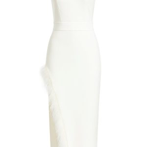 Bandage Tube Asymmetric Dress with Feather Hem