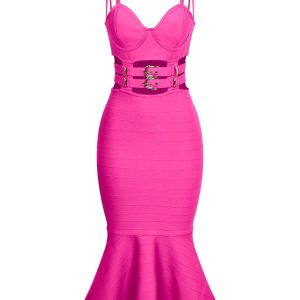 Bandage Belted Bodycon Midi Dress