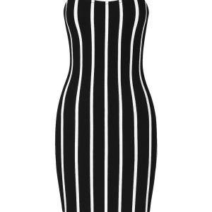 A Flirty Mini Bandage Pinstripe Tube Mini Dress