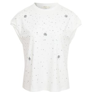 Embellished Floral Knit Sleeve Twist Top