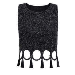 Charmed Beaded Mesh Top