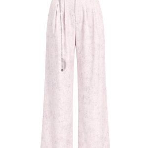 Crinkled Wide Leg Pants with Belt