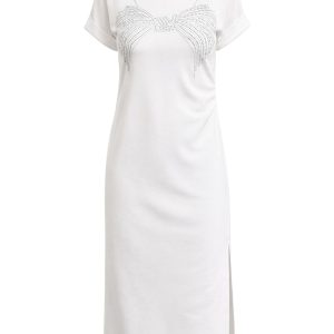 Natasha Knit Short Slveeve Dress with Ribbon Hot fix