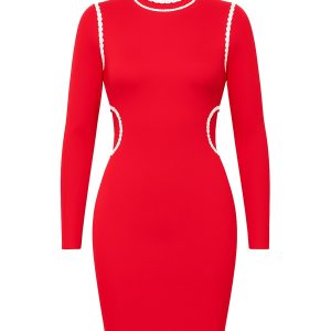 Elegant Mock & Pearls Bodycon Dress