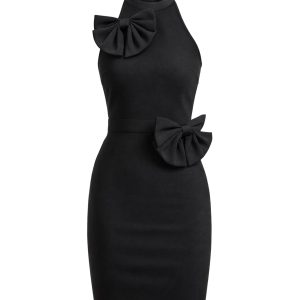 Bow-Kissed Bandage Sleeveless Mini Dress