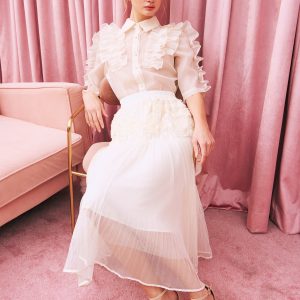 Blooming Flowers Mesh Detail Skirt