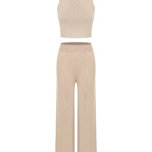 Solid Sleeveless Two Pieces Set