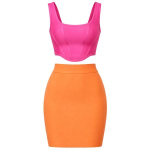 Bandage Sleeveless Crop Top and Mini Skirt Set