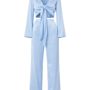 Satin Tie Top & Pants Set